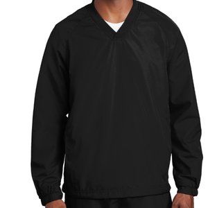 Sport-Tek JST72 V-Neck Raglan Wind Shirt - Black